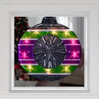 15.5'' Lighted Purple and Green Shimmering Ornament Christmas Window Silhouette Decoration