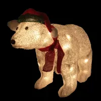 23'' Pre-Lit White Glittered Polar Bear Outdoor Christmas Decoration