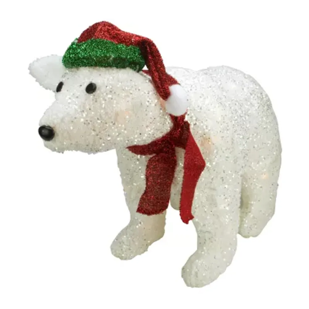 23'' Pre-Lit White Glittered Polar Bear Outdoor Christmas Decoration