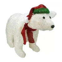 23'' Pre-Lit White Glittered Polar Bear Outdoor Christmas Decoration