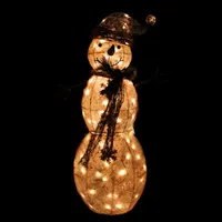 71'' LED Lighted White Iridescent Twinkling Snowman Outdoor