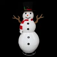 6' Pre-Lit Chenille Swirl Large Snowman with Top Hat Christmas Outdoor Decoration