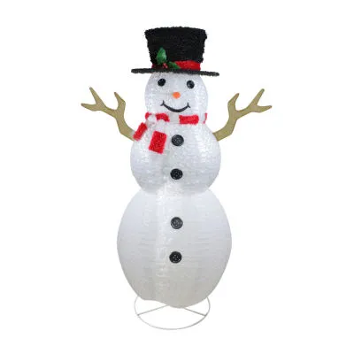 6' Pre-Lit Chenille Swirl Large Snowman with Top Hat Christmas Outdoor Decoration