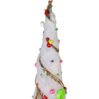 Set of 3 Lighted Champagne Gold Candy Covered Cone Tree Outdoor Christmas Decorations 39.25"