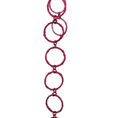 5' x 1.75'' Pink Sparkling Glitter Round Circle Chain Artificial Christmas Garland - Unlit