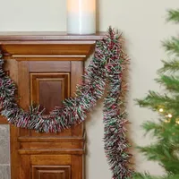 50' x 4'' Shiny Silver  Red and Green Wide Cut Tinsel Christmas Garland - Unlit