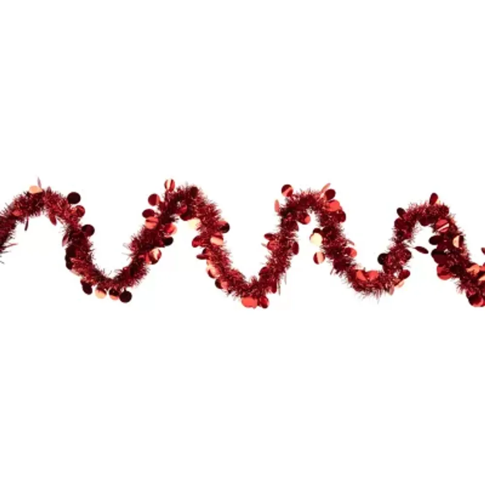 50' x 2.5'' Red Tinsel Christmas Garland with Polka Dots - Unlit