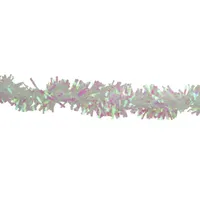 50' x 4'' White Iridescent Wide Cut Tinsel Christmas Garland - Unlit