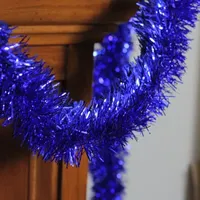 50' Shiny Lavish Blue Christmas and Hanukkah Foil Tinsel Garland - Unlit