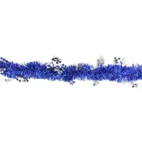 50' Lavish Blue and Silver Snowflakes Christmas Tinsel Garland - Unlit