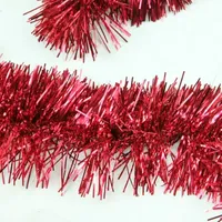 50' Traditional Shiny Red 6 Ply Christmas Foil Tinsel Garland - Unlit