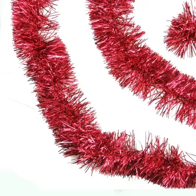 50' Traditional Shiny Red 6 Ply Christmas Foil Tinsel Garland - Unlit