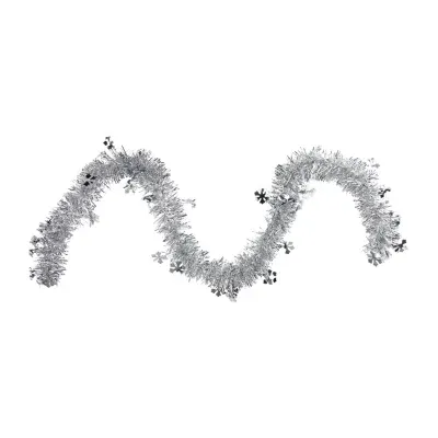 50'' x 2.75' Silver Snowflakes Tinsel Artificial Christmas Garland - Unlit