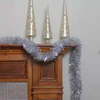 50' Traditional Shiny Silver 6 Ply Christmas Foil Tinsel Garland - Unlit