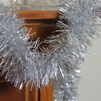 50' Traditional Shiny Silver 6 Ply Christmas Foil Tinsel Garland - Unlit