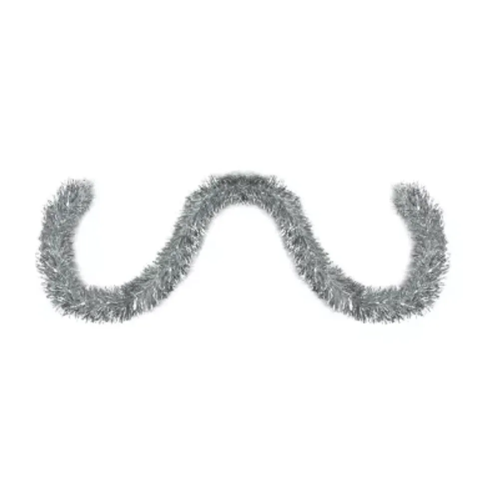 50' Traditional Shiny Silver 6 Ply Christmas Foil Tinsel Garland - Unlit