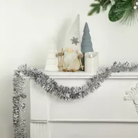 50' x 2.5'' Silver Christmas Foil Tinsel Garland - Unlit