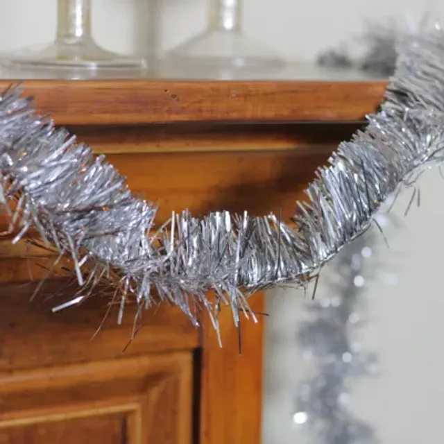 50' x 4 White Iridescent Wide Cut Tinsel Christmas Garland - Unlit