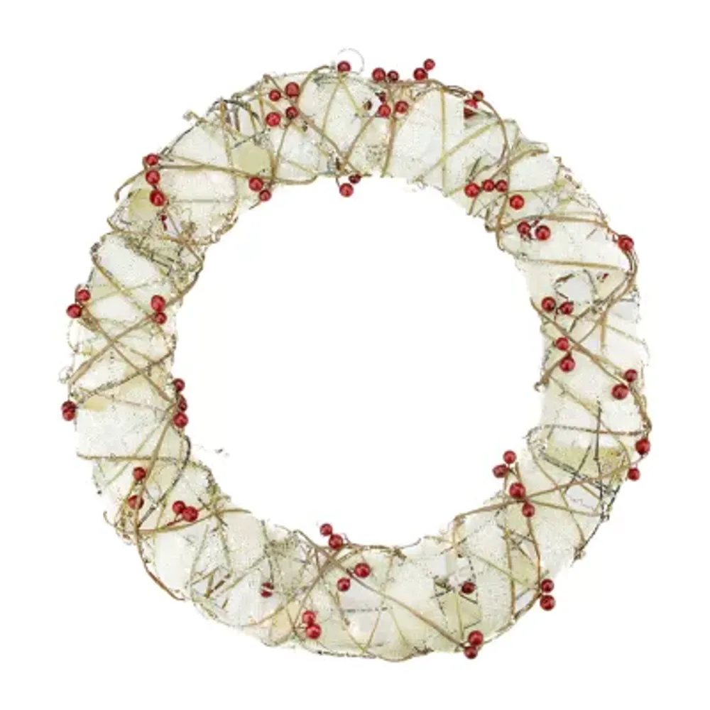 Pre-Lit Berry Artificial Christmas Wreath - 18-Inch  Clear Lights