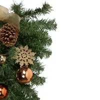 26'' Pre-Decorated Ball Ornaments and Bows Artificial Christmas Teardrop Swag  Unlit