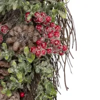 28'' Glittered Pine Cone and Berry Artificial Teardrop Christmas Swag - Unlit