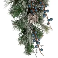 28'' Mixed Pine and Blueberries Artificial Christmas Teardrop Swag - Unlit