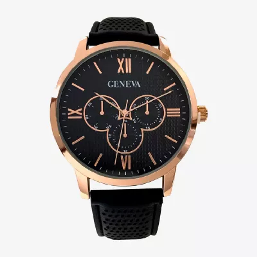 Geneva Mens Black Strap Watch Mac5173jc