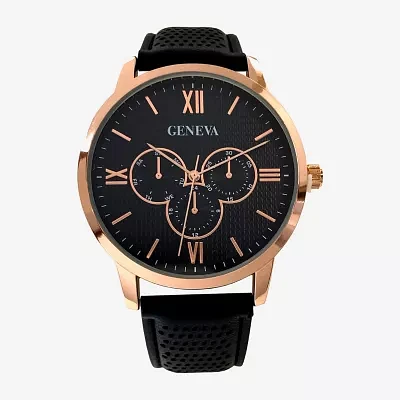 Geneva Mens Black Strap Watch Mac5173jc
