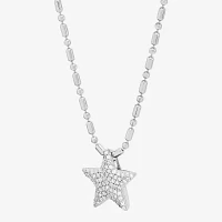 Womens 1/4 CT. T.W. Natural White Diamond Sterling Silver Star Pendant Necklace