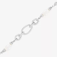Womens Dyed White Cultured Freshwater Pearl Sterling Silver Strand Necklace