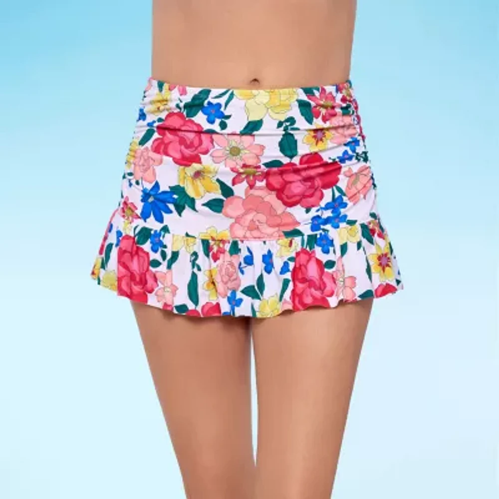 Liz Claiborne Womens Comfort Waistband Floral Swim Skirt