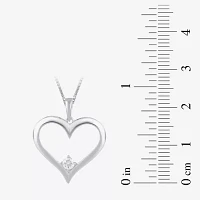 Womens 1/ CT. T.W. Lab Grown White Diamond Sterling Silver Heart Pendant Necklace