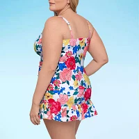 Liz Claiborne Floral Tankini Swimsuit Top Plus