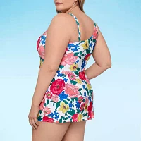 Liz Claiborne Womens Floral Swim Dress Plus