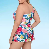 Liz Claiborne Womens Floral Swim Dress Plus