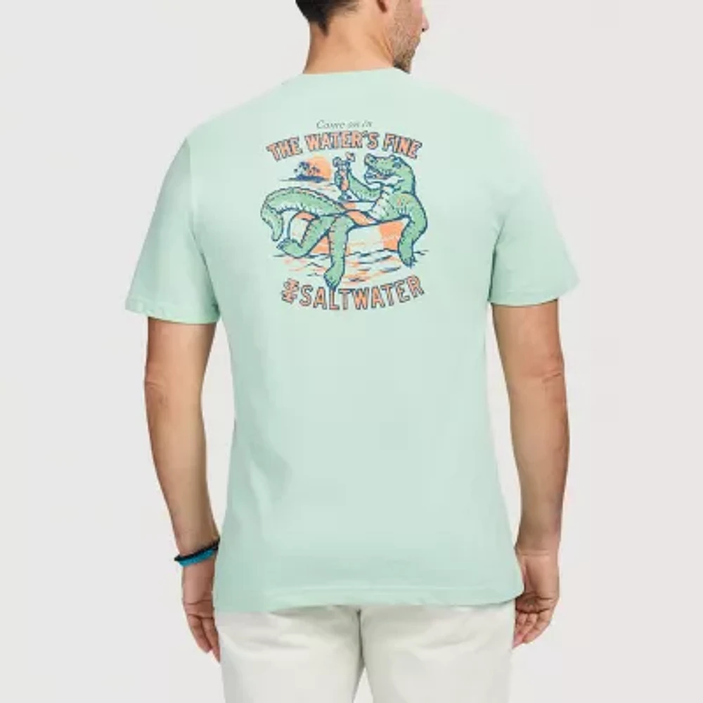 IZOD Saltwater Soft Wash Mens Crew Neck Short Sleeve Classic Fit Graphic T-Shirt