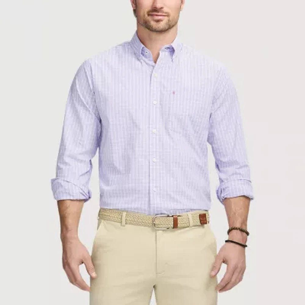 IZOD Mens Performance Comfort Stretch Fabric Long Sleeve Classic Fit Button-Down Shirt