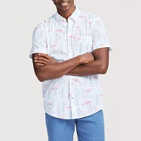 IZOD Dockside Chambray Mens Regular Fit Short Sleeve Button-Down Shirt