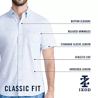 IZOD Dockside Chambray Mens Regular Fit Short Sleeve Button-Down Shirt