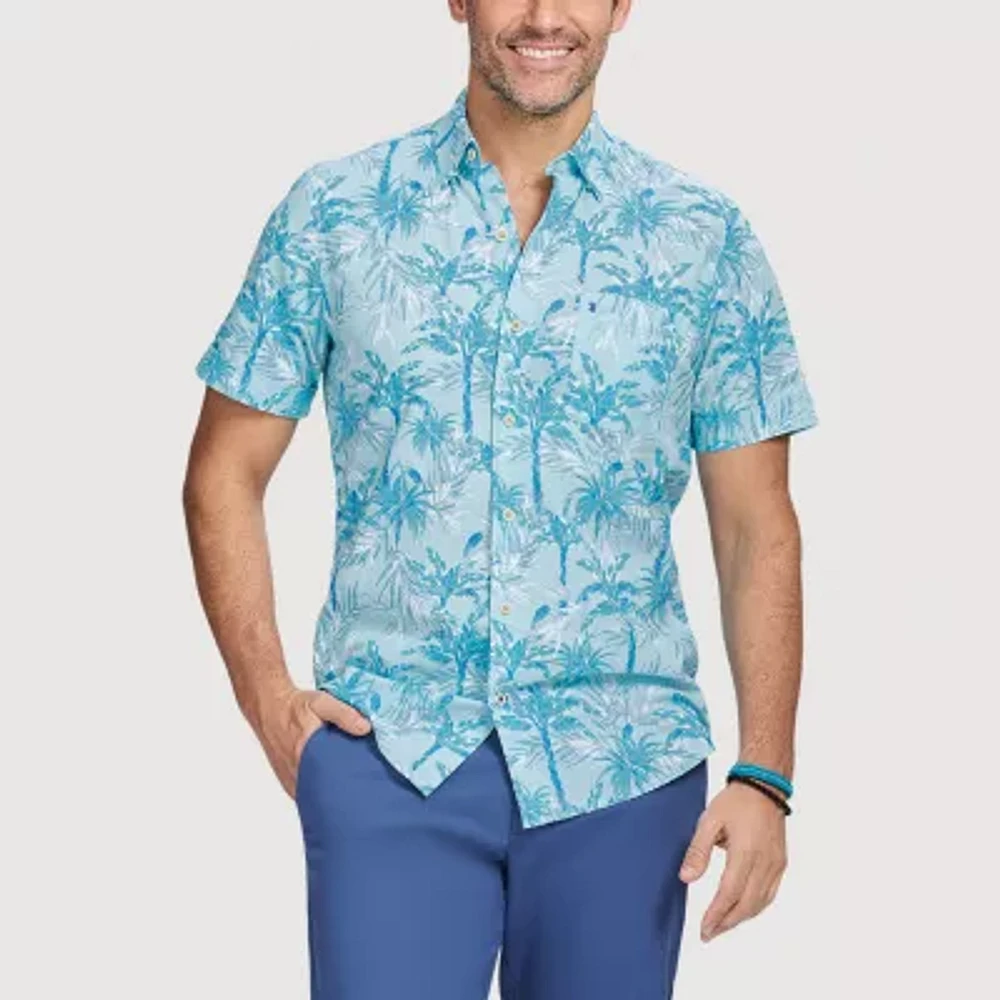 IZOD Dockside Chambray Mens Regular Fit Short Sleeve Button-Down Shirt