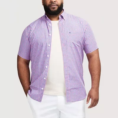 IZOD Breeze Big and Tall Mens Classic Fit Short Sleeve Plaid Button-Down Shirt