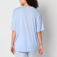 Arizona Womens Juniors Short Sleeve Crew Neck Pajama Top