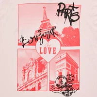 Juniors Paris City Of Love Oversized Tee Womens Crew Neck Short Sleeve Graphic T-Shirt