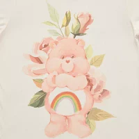 Juniors Carebears Floral Boyfriend Tee Womens Crew Neck Short Sleeve Care Bears Graphic T-Shirt