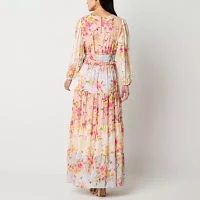 Melonie T Womens Long Sleeve Floral Maxi Dress