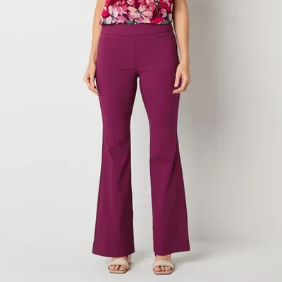 Liz Claiborne Lisa Womens Mid Rise Flare Pull-On Pants