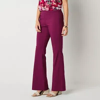Liz Claiborne Lisa Womens Mid Rise Flare Pull-On Pants