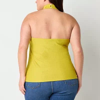 Bold Elements Plus Womens Halter Neck Sleeveless Blouse