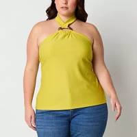 Bold Elements Plus Womens Halter Neck Sleeveless Blouse