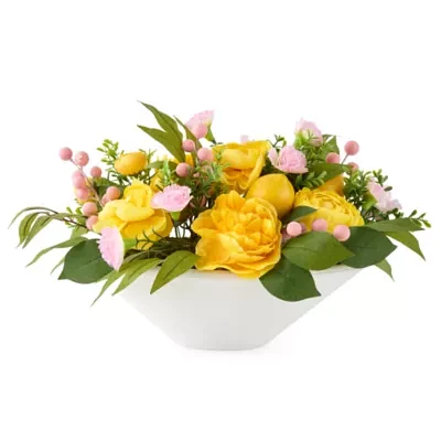 Linden Street Lemon Peony And Pink Berry Floral Arrangement